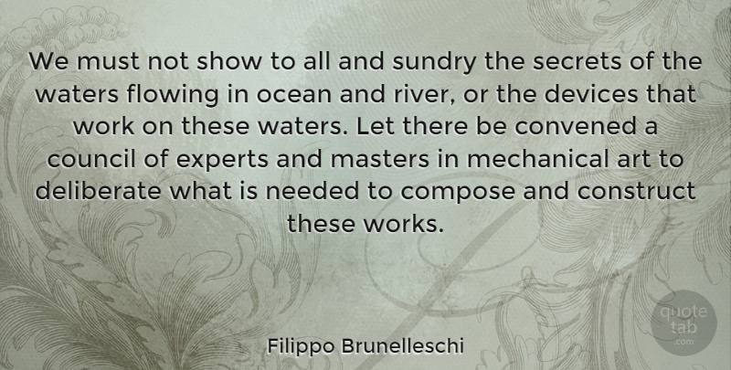 Filippo Brunelleschi Quote About Art, Compose, Construct, Council, Deliberate: We Must Not Show To...