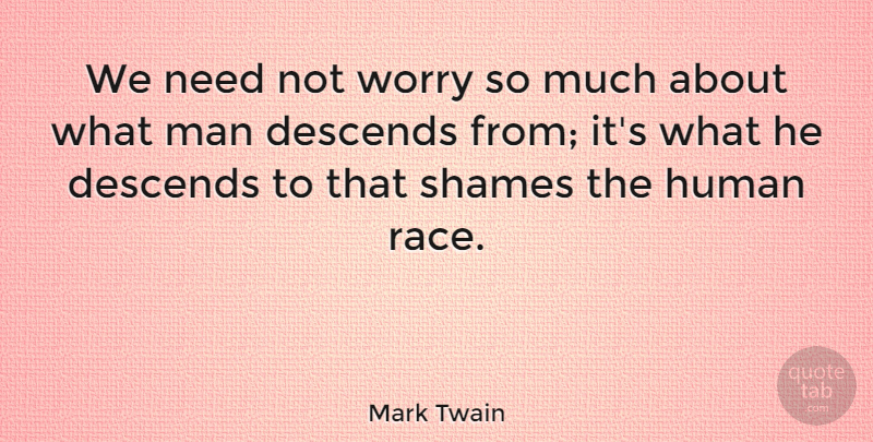 Mark Twain Quote About Success, Men, Race: We Need Not Worry So...