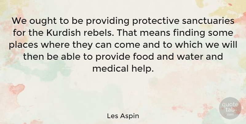 Les Aspin Quote About Mean, Water, Sanctuary: We Ought To Be Providing...