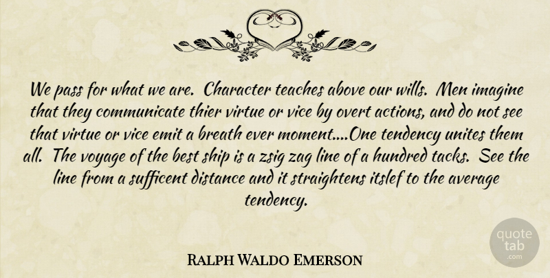 Ralph Waldo Emerson Quote About Distance, Character, Men: We Pass For What We...