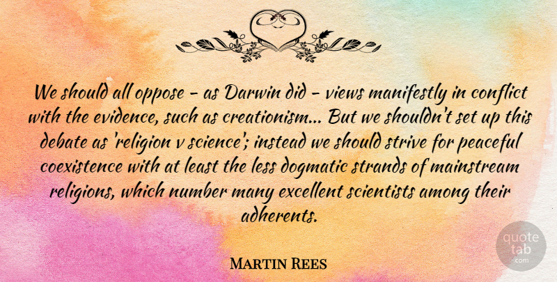 Martin Rees Quote About Views, Numbers, Peaceful: We Should All Oppose As...