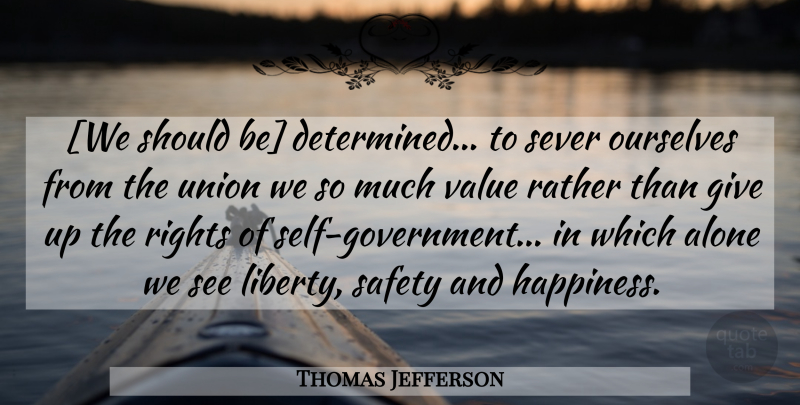 Thomas Jefferson Quote About Giving Up, Government, Self: We Should Be Determined To...