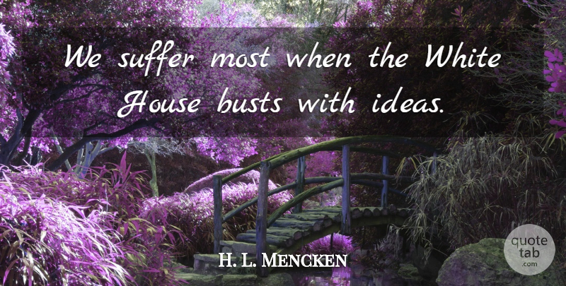 H. L. Mencken Quote About Ideas, White, House: We Suffer Most When The...