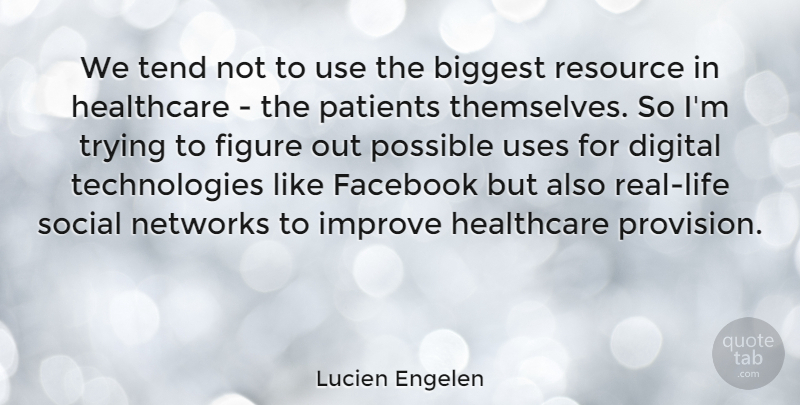 Lucien Engelen Quote About Biggest, Facebook, Figure, Networks, Patients: We Tend Not To Use...