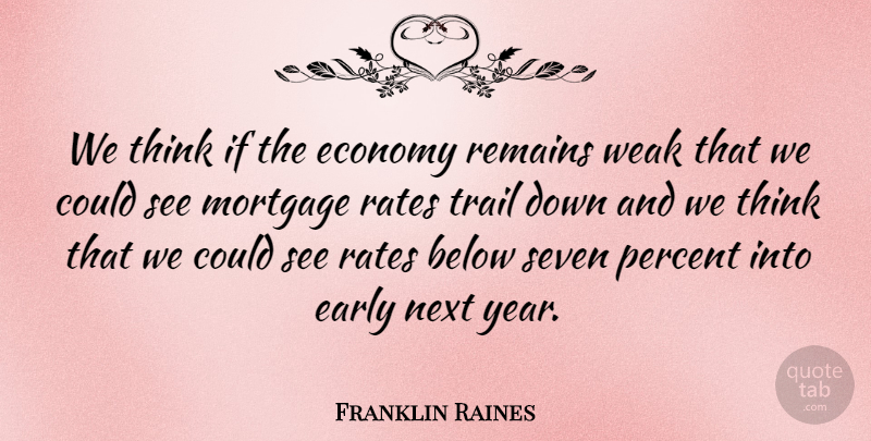 Franklin Raines Quote About Thinking, Years, Down And: We Think If The Economy...