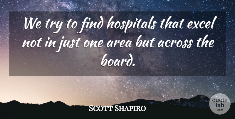 Scott Shapiro Quote About Across, Area, Excel, Hospitals: We Try To Find Hospitals...