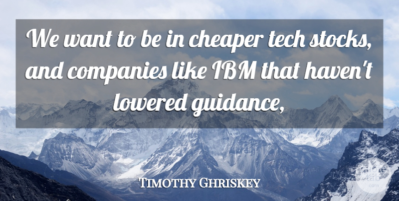 Timothy Ghriskey Quote About Cheaper, Companies, Guidance, Ibm, Tech: We Want To Be In...