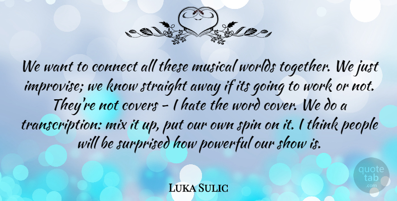 Luka Sulic Quote About Connect, Covers, Mix, Musical, People: We Want To Connect All...