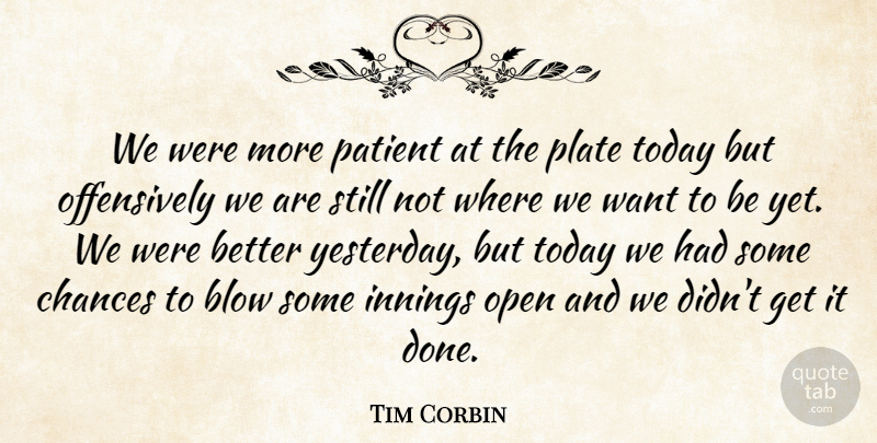 Tim Corbin Quote About Blow, Chances, Innings, Open, Patient: We Were More Patient At...