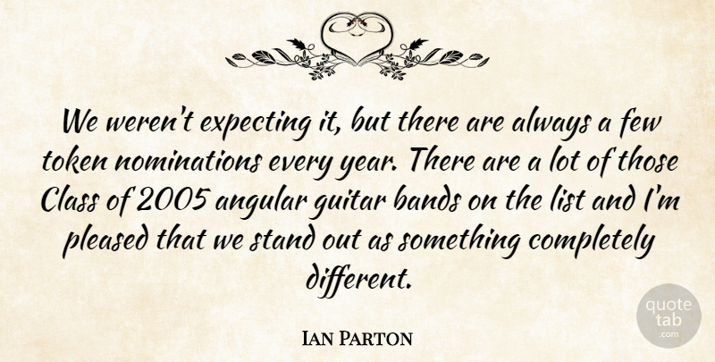 Ian Parton Quote About Angular, Bands, Class, Expecting, Few: We Werent Expecting It But...