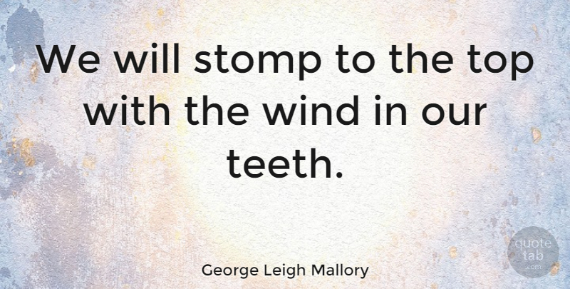 George Leigh Mallory Quote About Wind, Teeth: We Will Stomp To The...