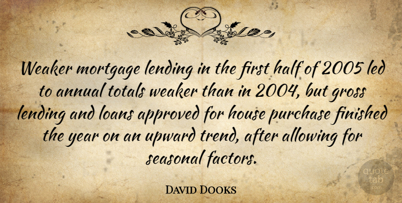 David Dooks Quote About Allowing, Annual, Approved, Finished, Gross: Weaker Mortgage Lending In The...