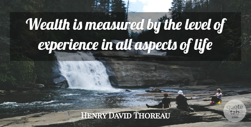 Henry David Thoreau Quote About Levels, Wealth, Aspect: Wealth Is Measured By The...