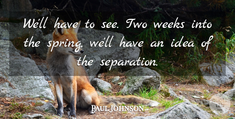 Paul Johnson Quote About Weeks: Well Have To See Two...