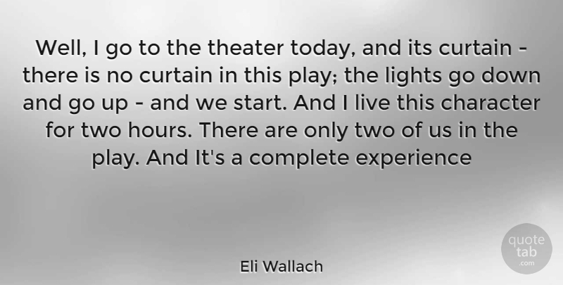 Eli Wallach Quote About Character, Play, Two: Well I Go To The...