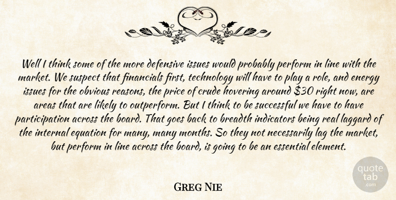 Greg Nie Quote About Across, Areas, Breadth, Crude, Defensive: Well I Think Some Of...