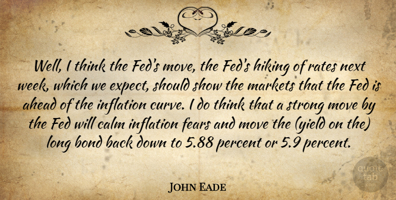 John Eade Quote About Ahead, Bond, Calm, Fears, Fed: Well I Think The Feds...