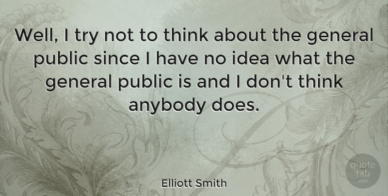 Elliott Smith Quote About Thinking, Ideas, Trying: Well I Try Not To...