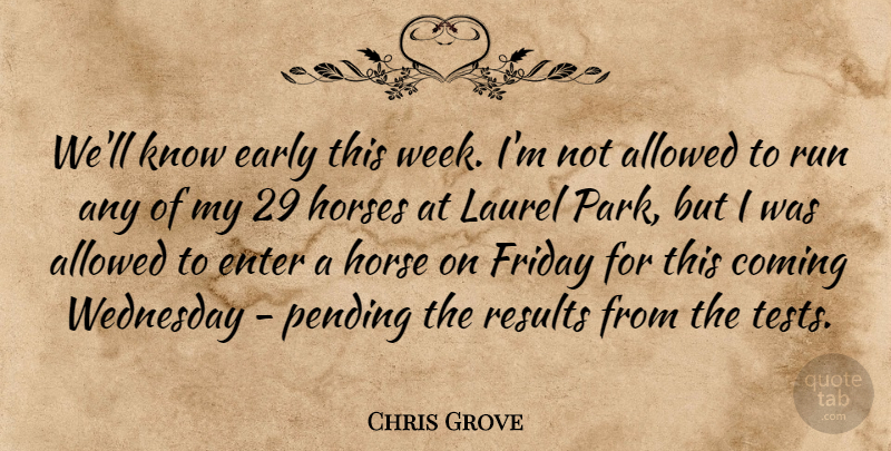 Chris Grove Quote About Allowed, Coming, Early, Enter, Friday: Well Know Early This Week...