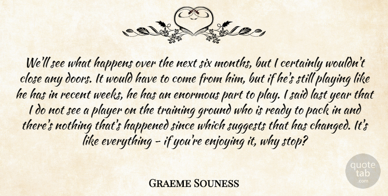 Graeme Souness Quote About Certainly, Close, Enjoying, Enormous, Ground: Well See What Happens Over...
