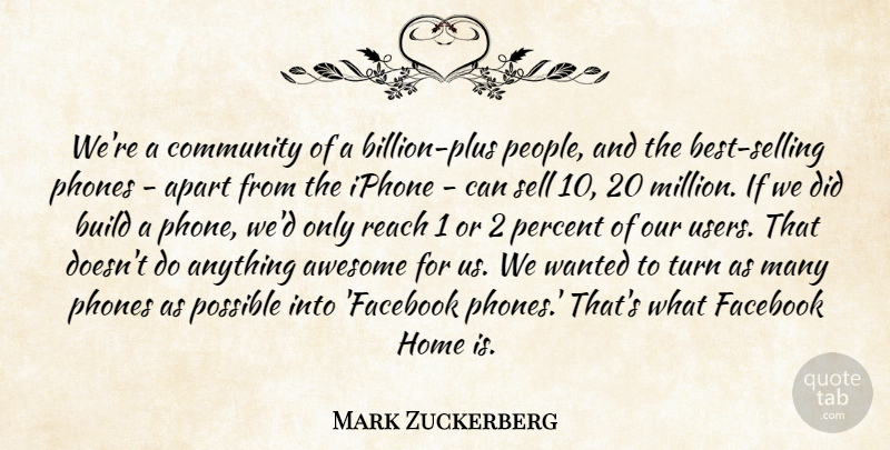 Mark Zuckerberg Quote About Apart, Awesome, Build, Facebook, Home: Were A Community Of A...