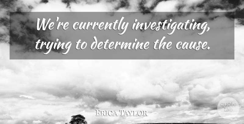 Erica Taylor Quote About Currently, Determine, Trying: Were Currently Investigating Trying To...