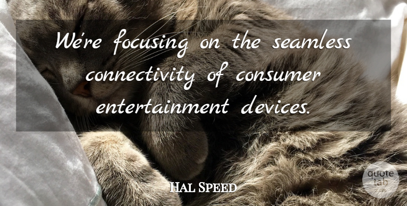 Hal Speed Quote About Consumer, Entertainment, Focusing, Seamless: Were Focusing On The Seamless...