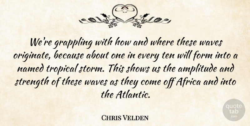 Chris Velden Quote About Africa, Form, Named, Shows, Strength: Were Grappling With How And...