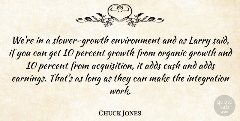 Chuck Jones Quote About Adds, Cash, Environment, Growth, Larry: Were In A Slower Growth...