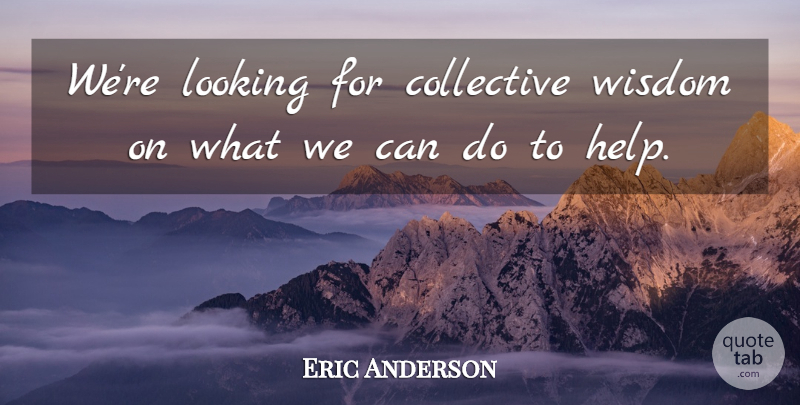 Eric Anderson Quote About Collective, Looking, Wisdom: Were Looking For Collective Wisdom...