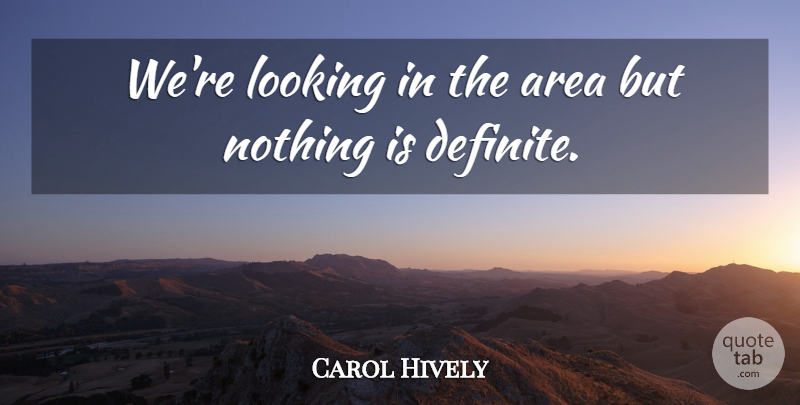 Carol Hively Quote About Area, Looking: Were Looking In The Area...
