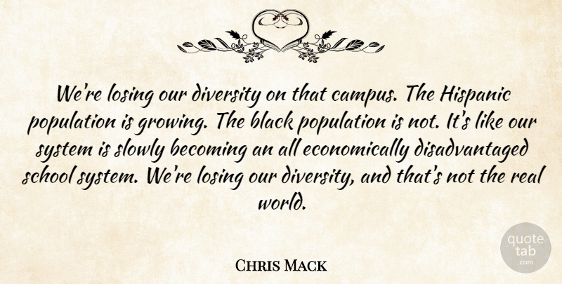 Chris Mack Quote About Becoming, Black, Diversity, Hispanic, Losing: Were Losing Our Diversity On...