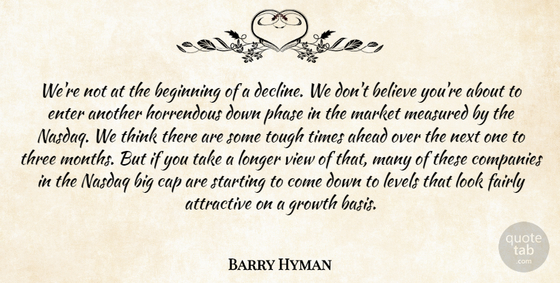 Barry Hyman Quote About Ahead, Attractive, Beginning, Believe, Cap: Were Not At The Beginning...