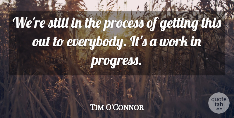 Tim O'Connor Quote About Process, Progress, Work: Were Still In The Process...