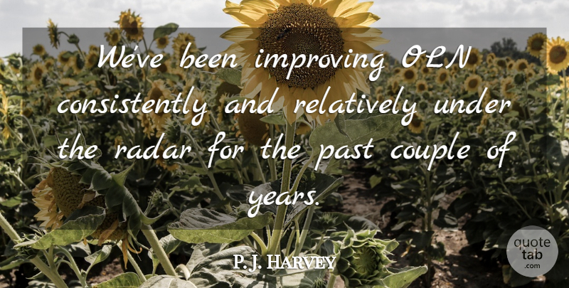 P. J. Harvey Quote About Couple, Improving, Past, Radar, Relatively: Weve Been Improving Oln Consistently...