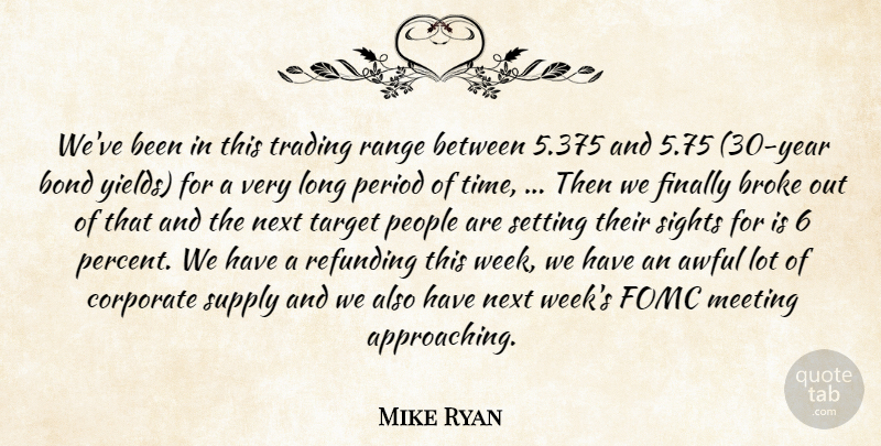 Mike Ryan Quote About Awful, Bond, Broke, Corporate, Finally: Weve Been In This Trading...