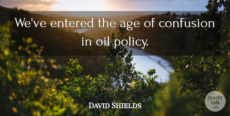 David Shields Quote About Age, Age And Aging, Confusion, Entered, Oil: Weve Entered The Age Of...