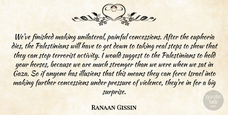 Ranaan Gissin Quote About Anyone, Euphoria, Finished, Force, Further: Weve Finished Making Unilateral Painful...