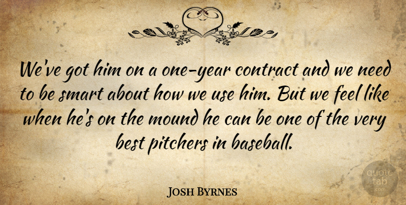 Josh Byrnes Quote About Best, Contract, Mound, Pitchers, Smart: Weve Got Him On A...