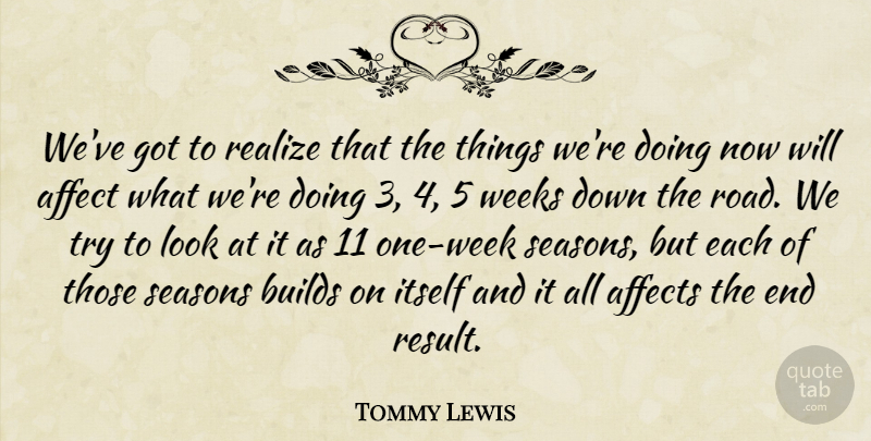 Tommy Lewis Quote About Affect, Affects, Builds, Itself, Realize: Weve Got To Realize That...
