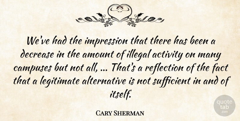 Cary Sherman Quote About Activity, Amount, Decrease, Fact, Illegal: Weve Had The Impression That...