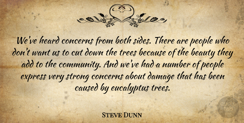 Steve Dunn Quote About Add, Beauty, Both, Caused, Concerns: Weve Heard Concerns From Both...