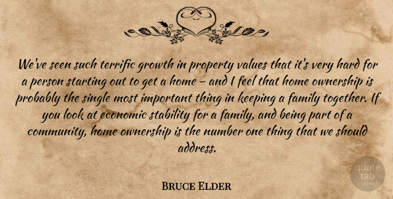 Bruce Elder Quote About Economic, Family, Growth, Hard, Home: Weve Seen Such Terrific Growth...