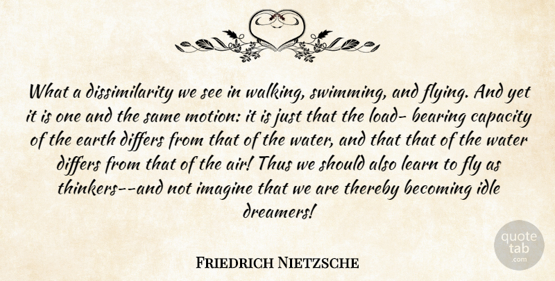 Friedrich Nietzsche Quote About Swimming, Air, Water: What A Dissimilarity We See...