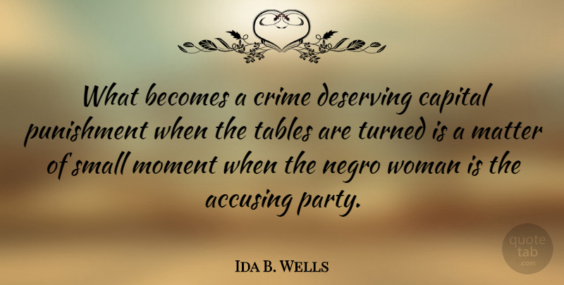Ida B. Wells Quote About Party, Lynching, Punishment: What Becomes A Crime Deserving...