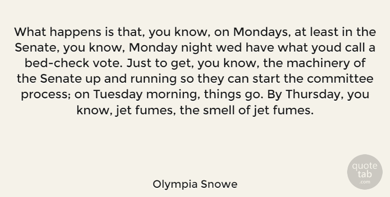 Olympia Snowe Quote About Running, Monday, Morning: What Happens Is That You...