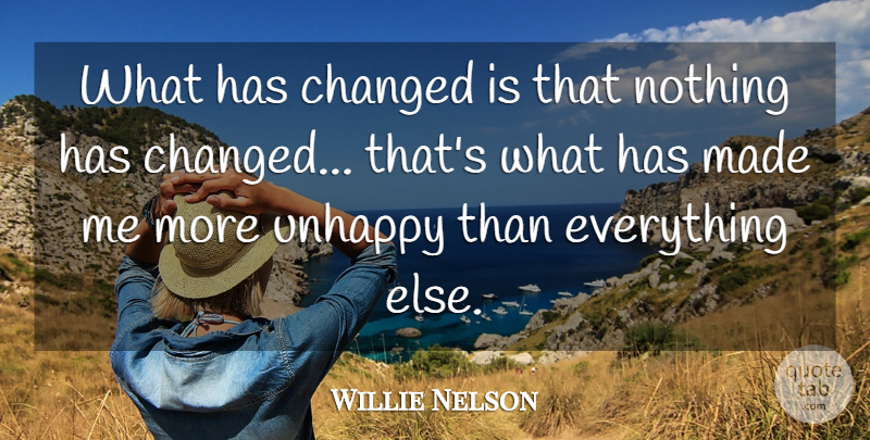 Willie Nelson Quote About Unhappy, Atheism, Made: What Has Changed Is That...