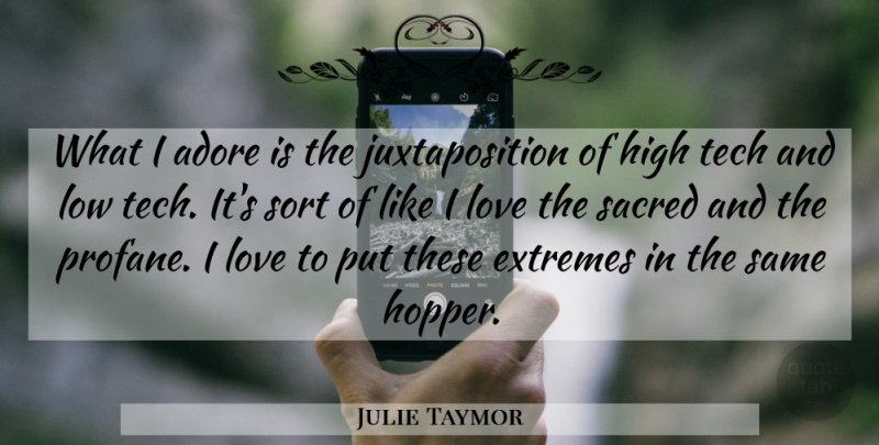 Julie Taymor Quote About Sacred, Juxtaposition, Lows: What I Adore Is The...