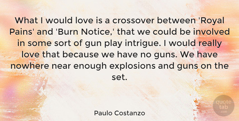 Paulo Costanzo Quote About Crossover, Explosions, Involved, Love, Near: What I Would Love Is...