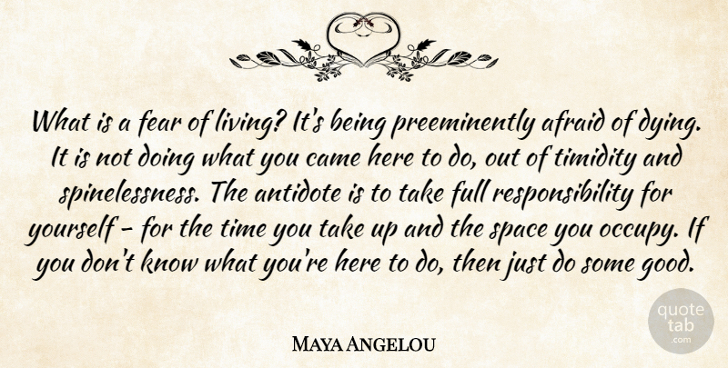 Maya Angelou Quote About Positive, Responsibility, Occupy Yourself: What Is A Fear Of...